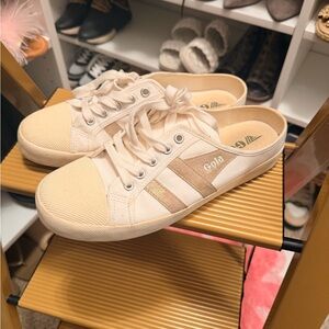 Gola Cream/Tan Canvas Mule Sneakers